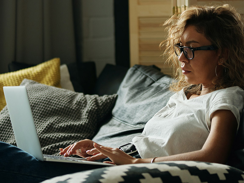 woman working on her laptop